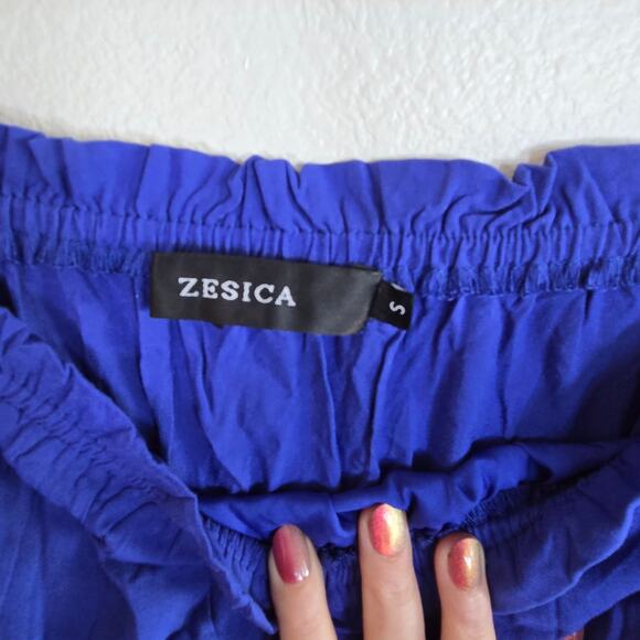 Size S – Cobalt Blue Renaissance Cottagecore Maxi Dress by Zesica - Picture 3 of 5